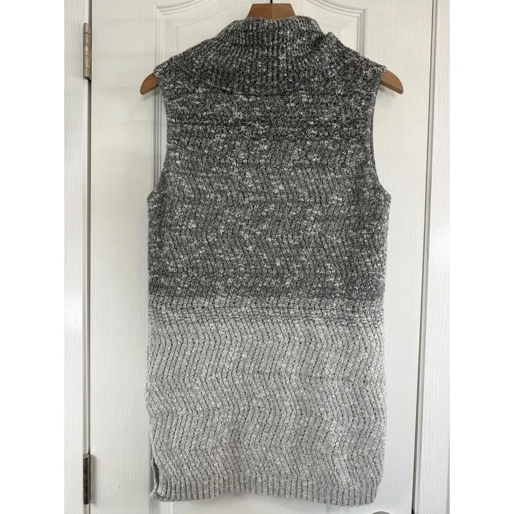 Simply Vera Vera Wang Women's Sleeveless Sweater Turtleneck Gray Size L Large